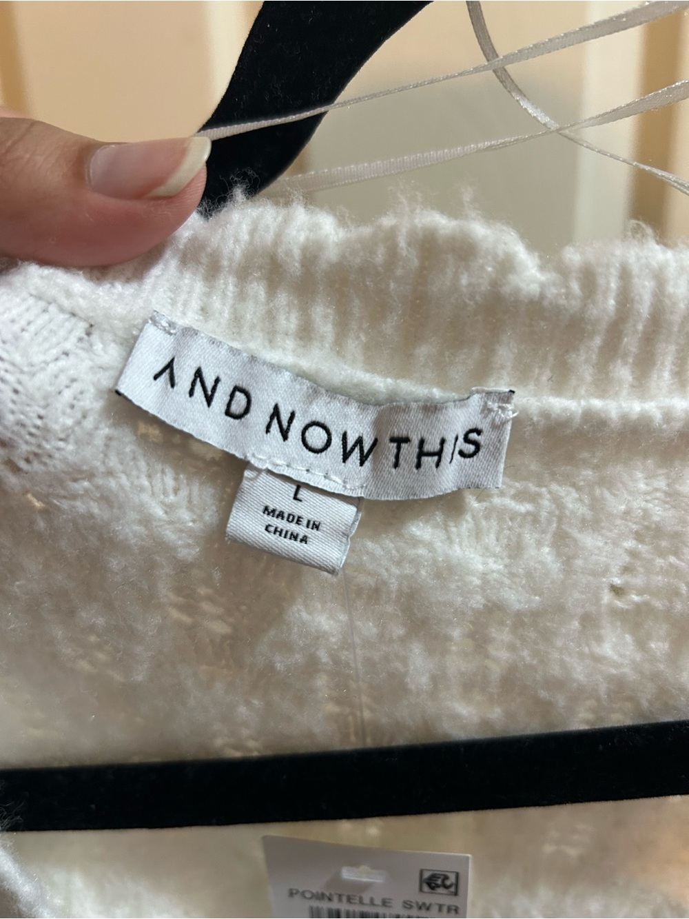 And Now This Cream Cable-Knit Wrap V-Neck Sweater - Picture 3 of 3